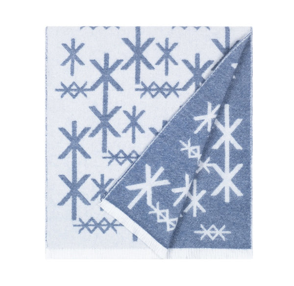 Scarf Merino STRENGTH – Blue | Small Runic Symbols