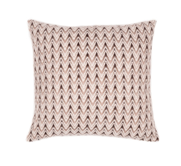 Brown wool cushion cover with distinctive ripple texture, woven from fine New Zealand lambswool for a cozy look.