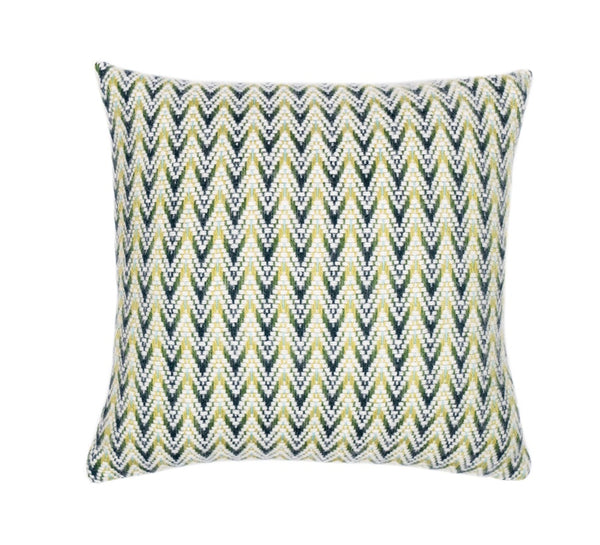 Green wool cushion with ripple wave design, adding modern texture and warmth to sofas, beds, or armchairs.